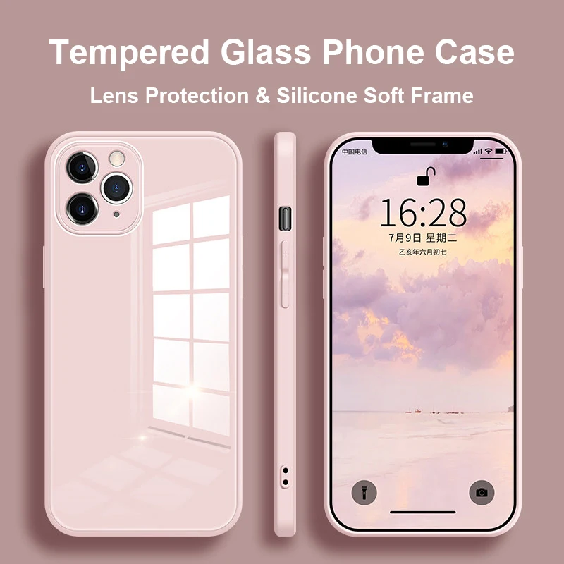 Чехол для задней панели телефона из закаленного стекла iPhone 13 11 12 Pro Max Mini