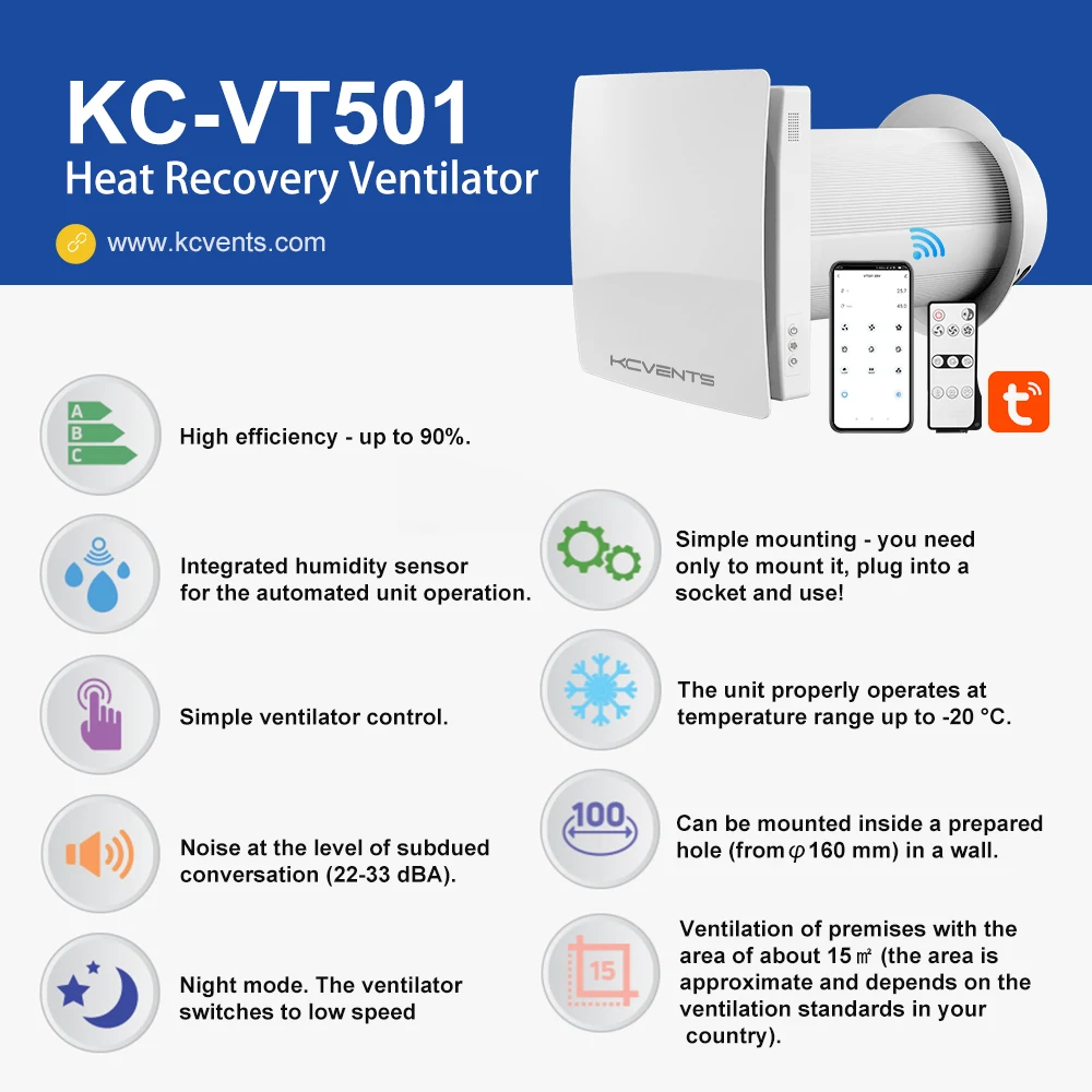 Decentralized Ventilation System With Heat Recovery Single Room ERV VT501 -  AliExpress