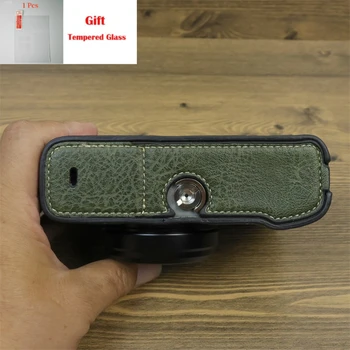 Borsa per fotocamera, custodia in pelle per fotocamera mirrorless Fuji FUJIFILM X100VI, mezza custodia + pellicola protettiva in vetro temperato in omaggio