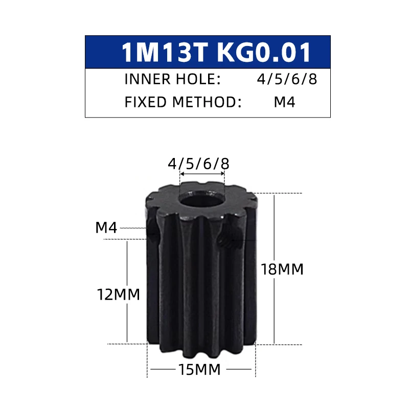 Motor gear M1 5mm 10T 11T 12T 13T 14T 45# Steel Metal Pinion Hole 4/6/6.35/7/8mm RC Model Car Motor