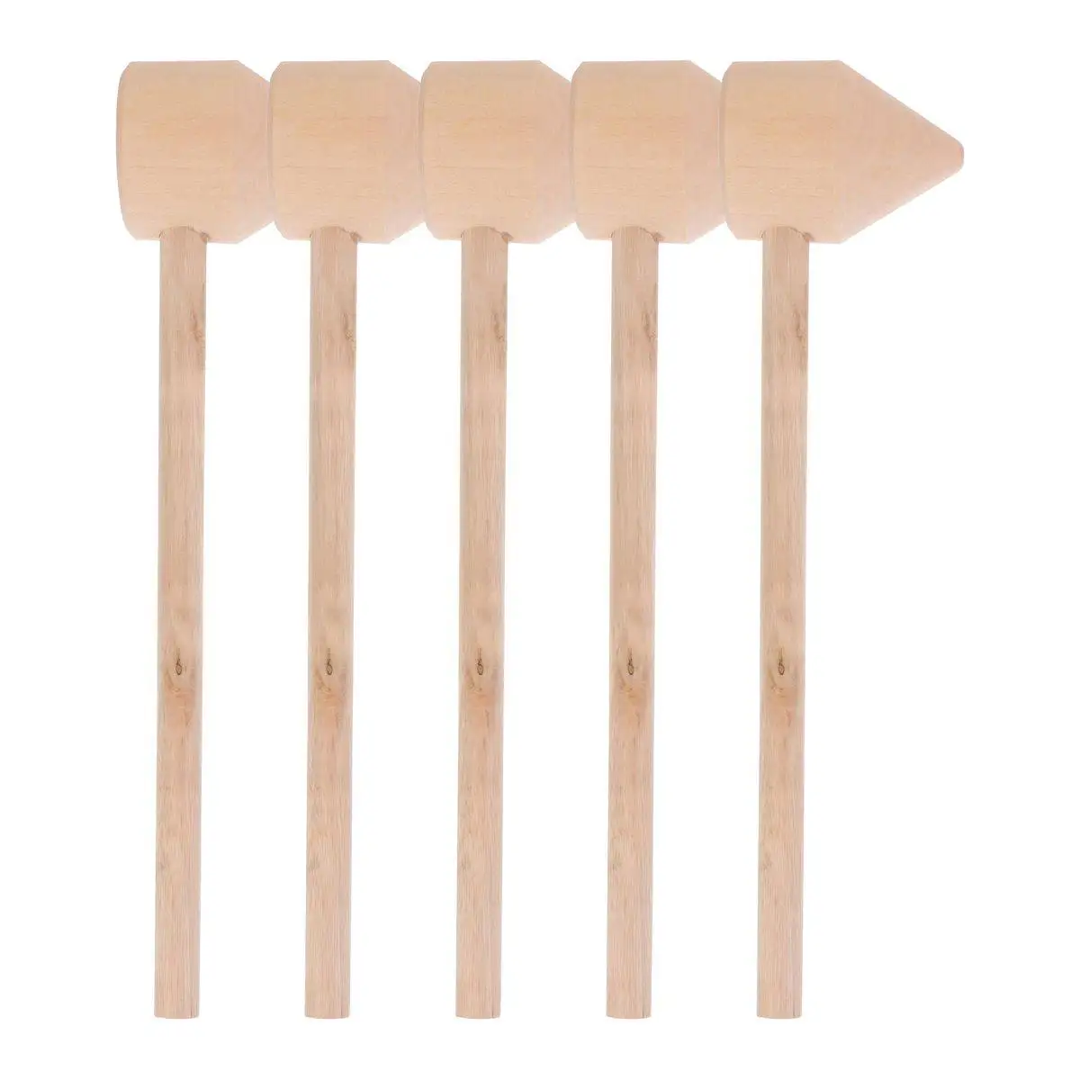 어린이를위한 5Pcs 나무 망치 미니 망치 작은 망치 교육용 손 눈 협응성 손재주 개발 안전 광택 처리