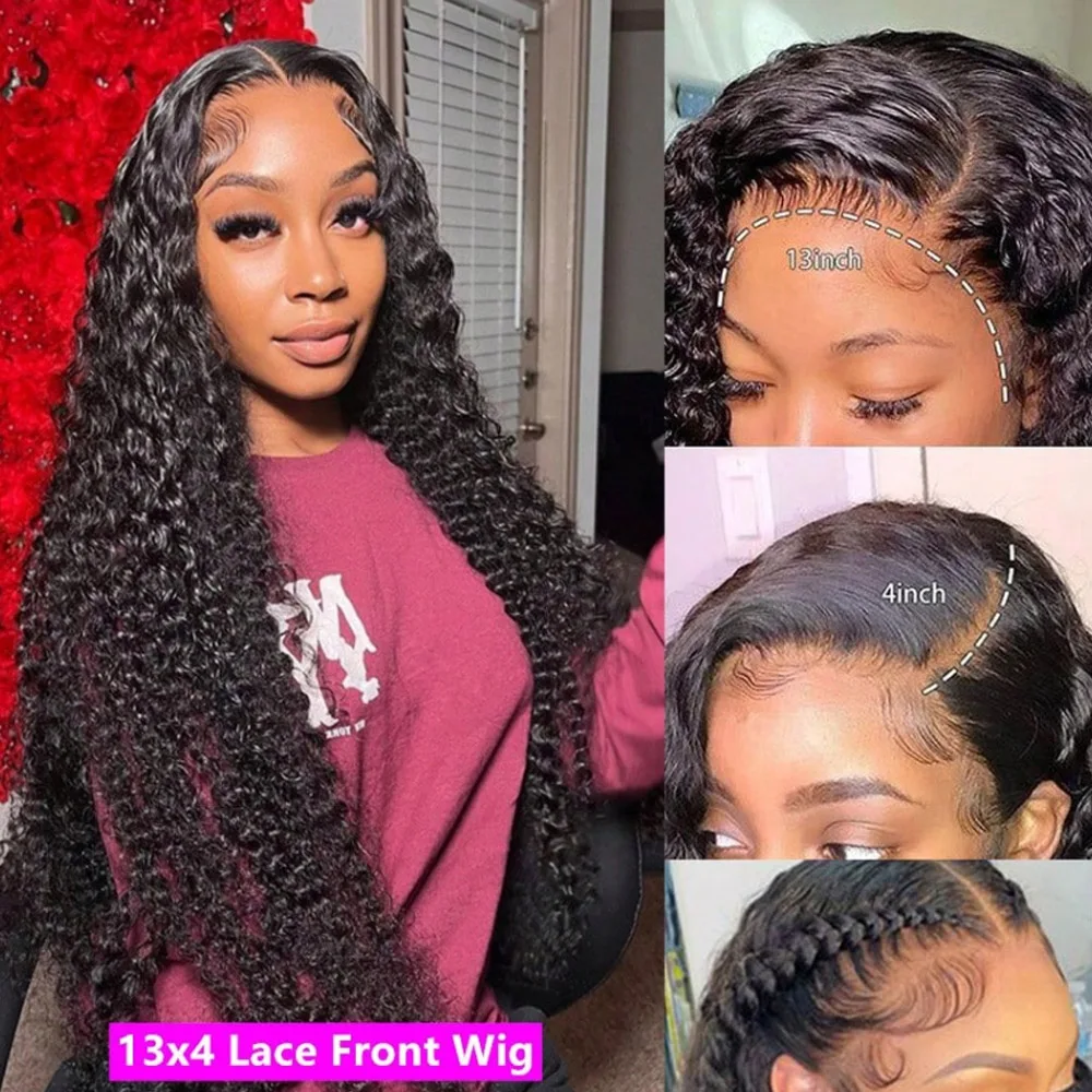 36 Inch 250% Density Brazilian Virgin Human Hair Jerry Curly Lace Front Wigs 13x6 Transparent HD 13x4 Lace Frontal Wigs
