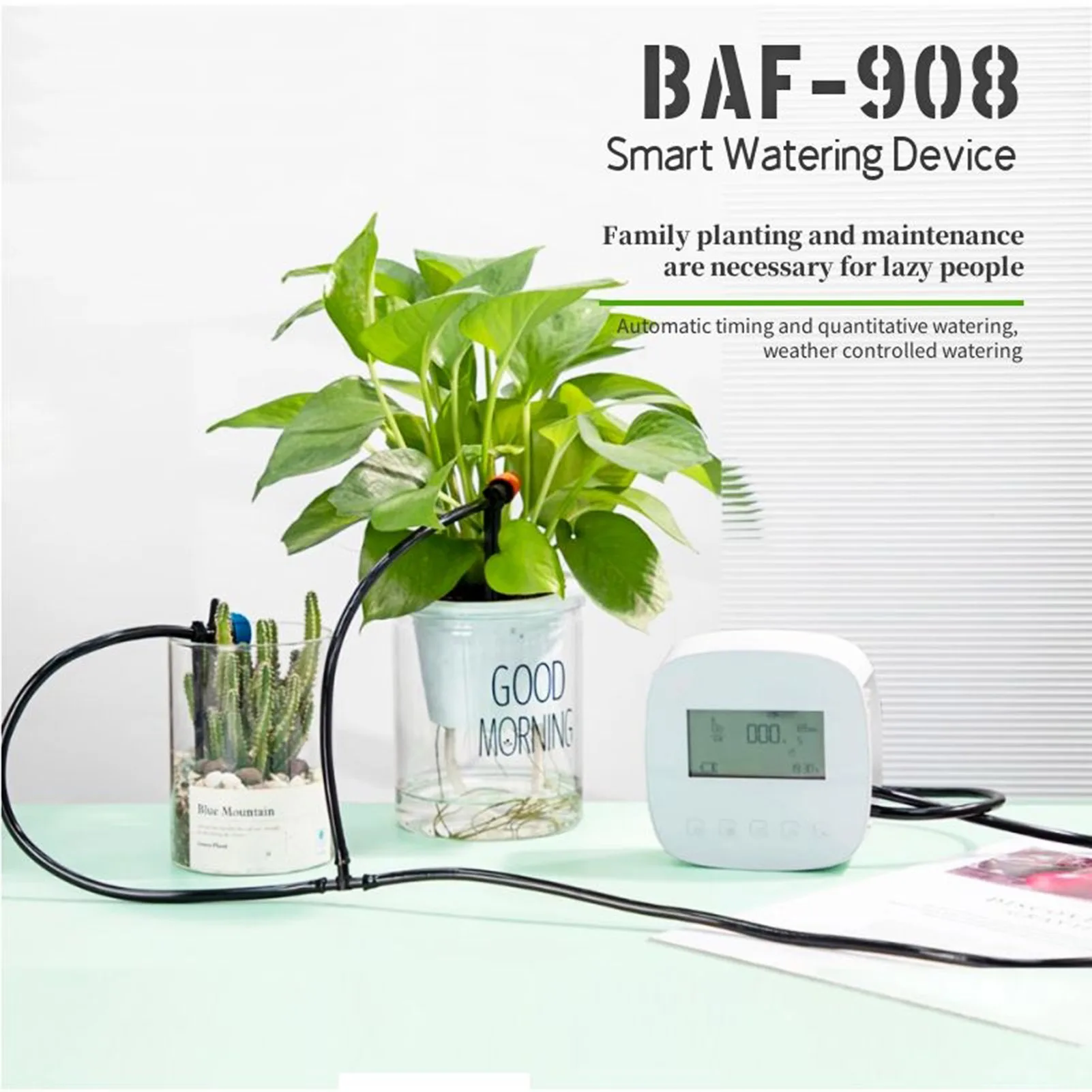 

Smart Watering System WiFi Control Programmable Watering Time Built-in Battery Solar Panel Compatible with Alexa Google Home