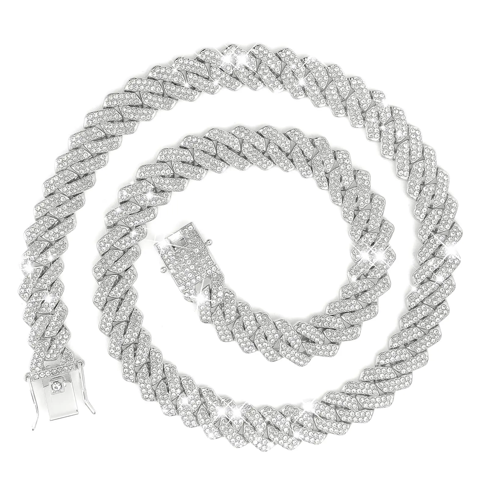 アクセサリー Ali ULJ 14mm Prong Miami Cuban Link Chain Iced Out Necklace
