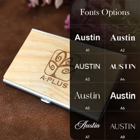 Free Laser Engraving Logo Black Walnut Solid Wood Business Card Box Customized Wooden Clip Personalized Cardcase Activities Gift 2