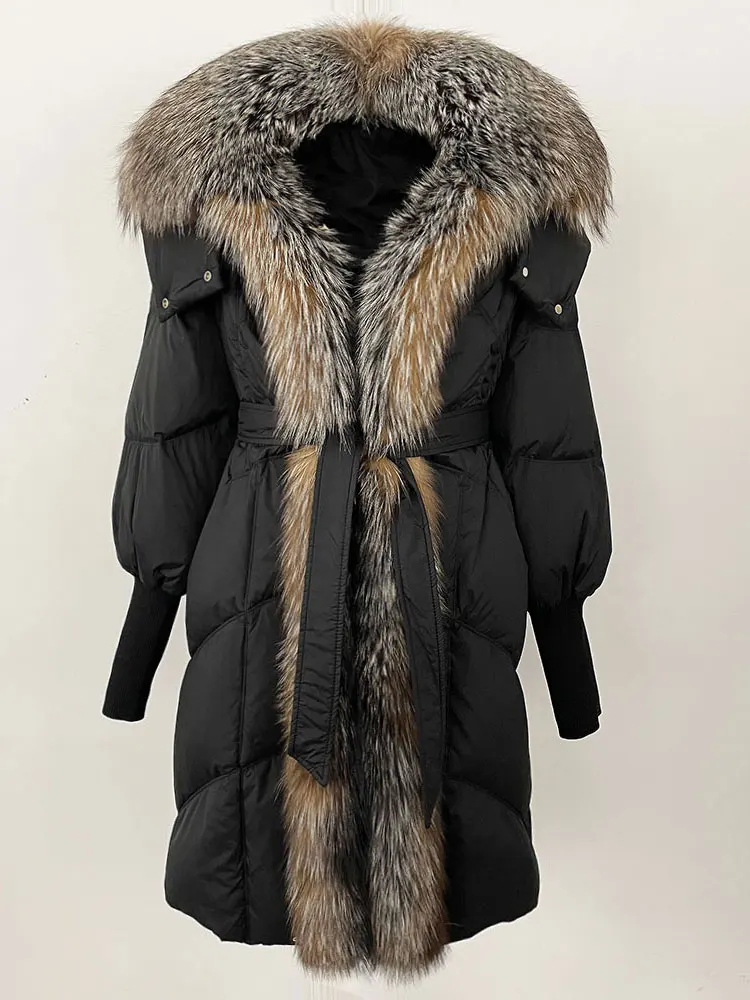 OFTBUY 2024 nouvelle veste d'hiver femmes longue naturel réel col de fourrure de renard à capuche blanc canard vers le bas manteau épais chaud vêtements d'extérieur décontractés