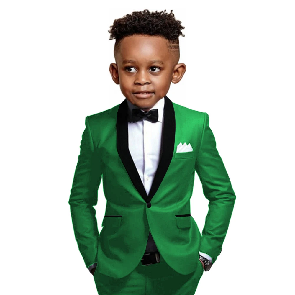 Boys Suits 2 Piece Classic Shalw Lapel Wedding Tuxedo Formal Slim Fit Kids Jackets Pants 2-16 Years Tailored Clothes