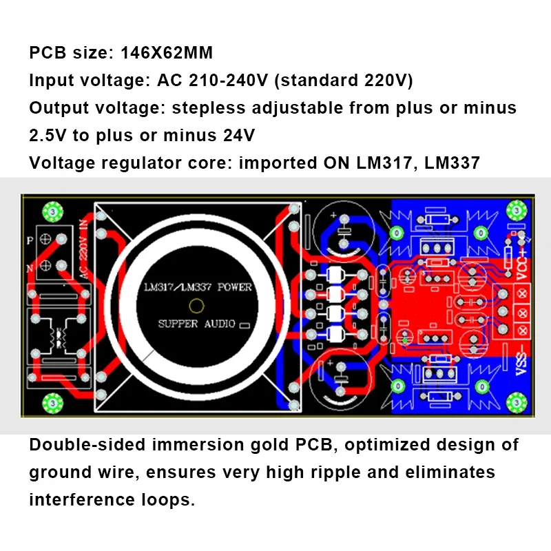 LM317/LM337 Transformer Output Adjustable Voltage Stabilizing Circuit Board Kit Diy Can Install Talema Sealed Ring Transformer 3