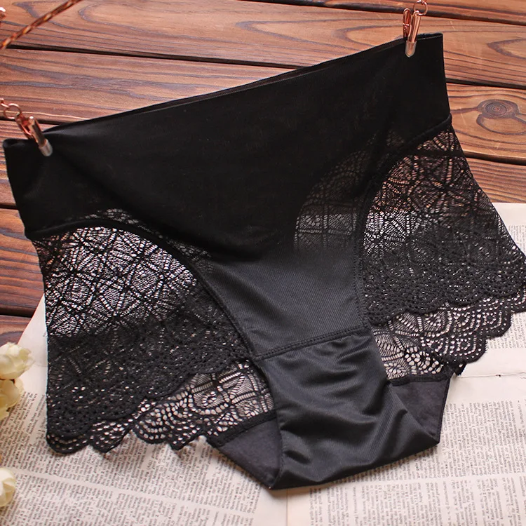 2pcs/lot Women's Briefs Large Sexy Lace Panties High Waist Women Plus Size Lingerie Seamless Buttock Underwear For Female M-4XL