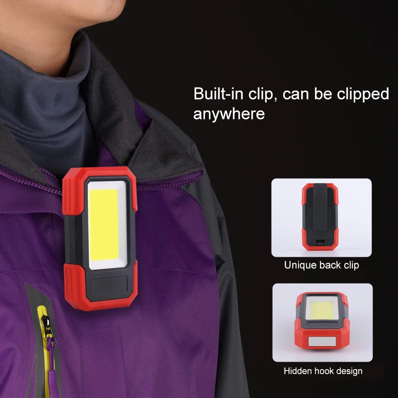 600LM COB LED Camping Emergency Flashlight 3AAA Work Light Magnetic Inspection Lamp 3Modes