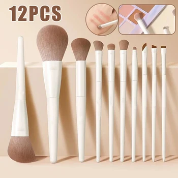 Set di 5-12 Pennelli Professionali per Trucco, Pennelli per Ombretto, Eyeliner, Contouring, Fondotinta e Sfumatura, Strumenti Cosmetici per la Bellezza del Viso Femminile