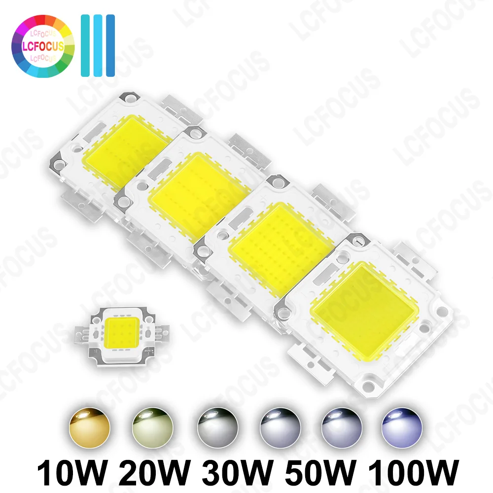 Puce LED haute puissance 10W 20W 30W 50W 100W blanc chaud et froid naturel 3000K 4000K 6000K pour projecteur perles lumineuses