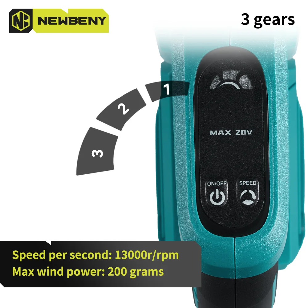 NEWBENY Copper Motor Electric Snow Air Blower 3 Gears Cordless Rotatable Leaf Cleaner Garden Power Tools For Makita 18V Battery 4