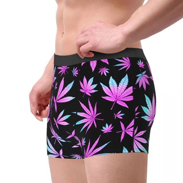 Men Cannabis Leaf Plant Hemp Underwear Fluorescent Colors Printed