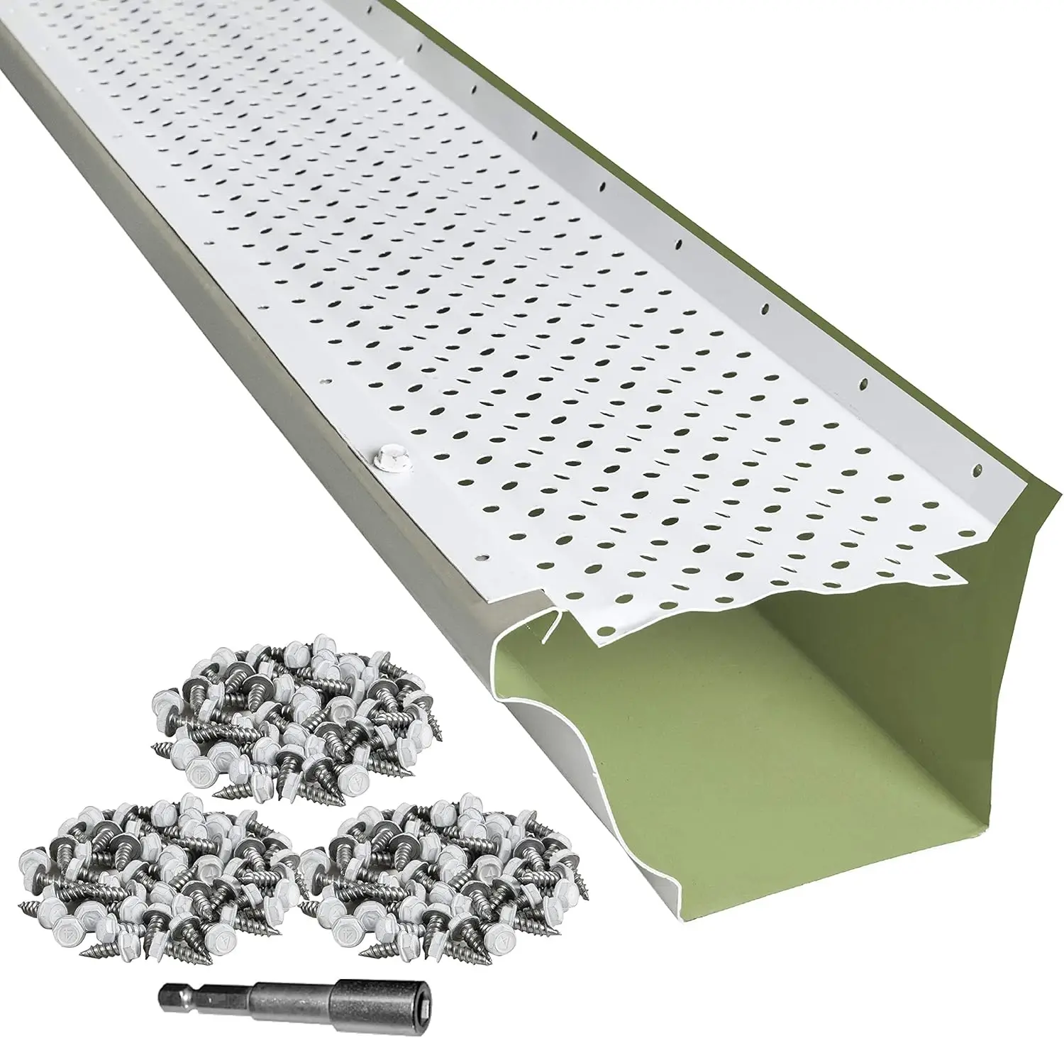 Gutter Guards 5" x 200' Leaf Protection in White Premium 35 Year Aluminum Available in 32' 100' & 200' 5&rdquo; & 6&rdquo;