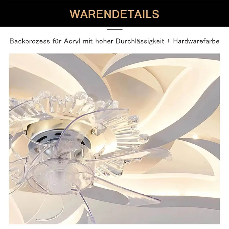 65cm Ceiling Fan Lamp 36-Watt Stepless Dimming App Intelligent Timing Stepless Dimming Indoor Led Decorative Light 85v-265v