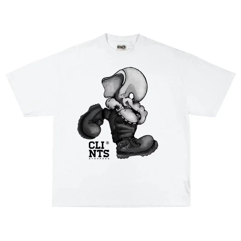 Oversized T-shirt Street vintage Men Y2k shirts Cartoon print pure cotton round neck short sleeve hip hop trend Harajuku top men women t shirt