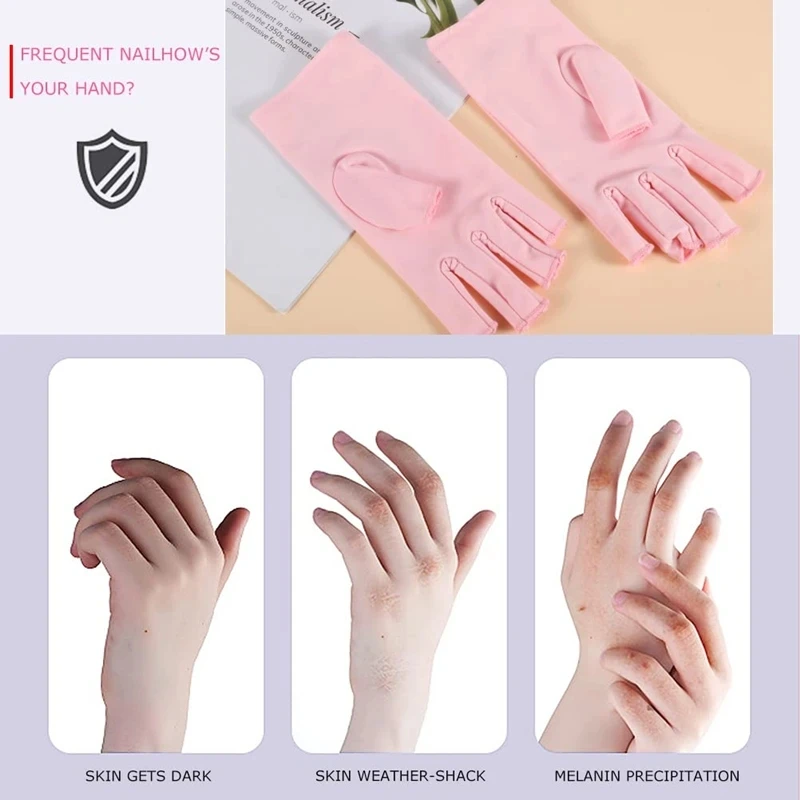 Nail Enhancement Gloves UV Protection Gloves UV Radiation Protection Nail Enhancement LED Lamp Tool 2pcs nail gloves