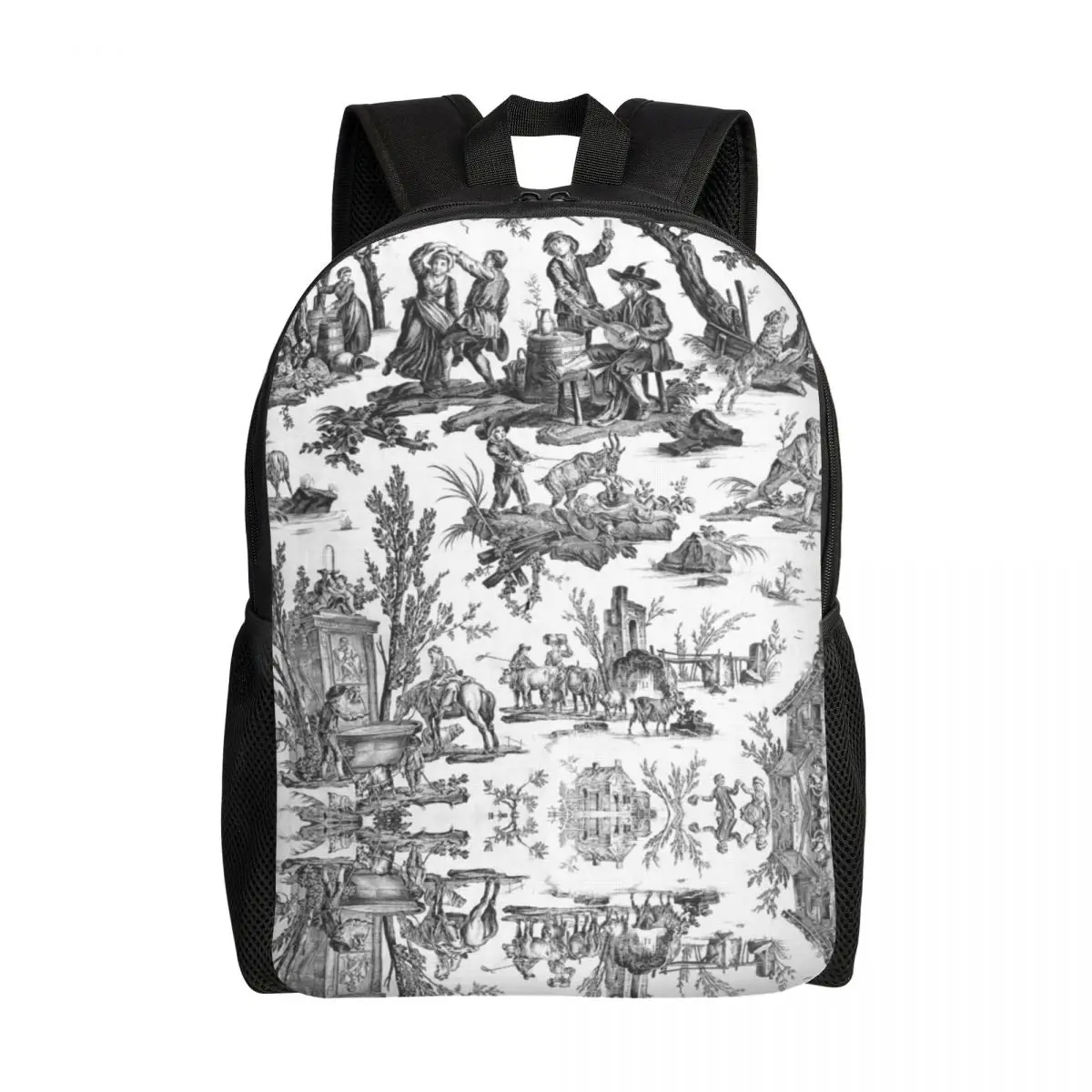 

Черный и белый рюкзак на заказ, женский рюкзак, водостойкий, для школы колледжа, Французские мотивы, Сумка с цветочным принтом, сумка для книг