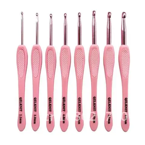 

Pink aluminum crochet hooks set 8 pcs knitting and crochet tools and accessories kit so weave Hooks and knitting accessories