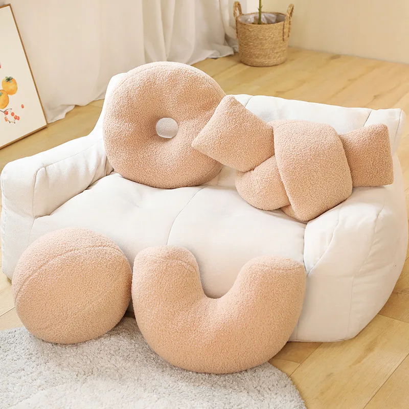 INS Popular Plush Yellow Moon Ball Shape Cushion Stuffed Donut Twist Bar Throw Pillow Home Decoration Room Pillow Birthday Gift 4