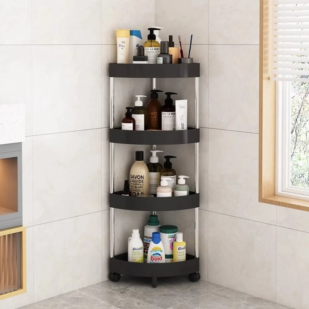 3/4/5 Tier Storage Shelf Large Capacity Movable Portable Bathroom Triangle Shelf Kitchen Bathroom Organizer storage rack,bathroom shelf,bathroom shelf rack,bathroom storage rack,wall shelf organizer,wall shelf,countertop storage rack