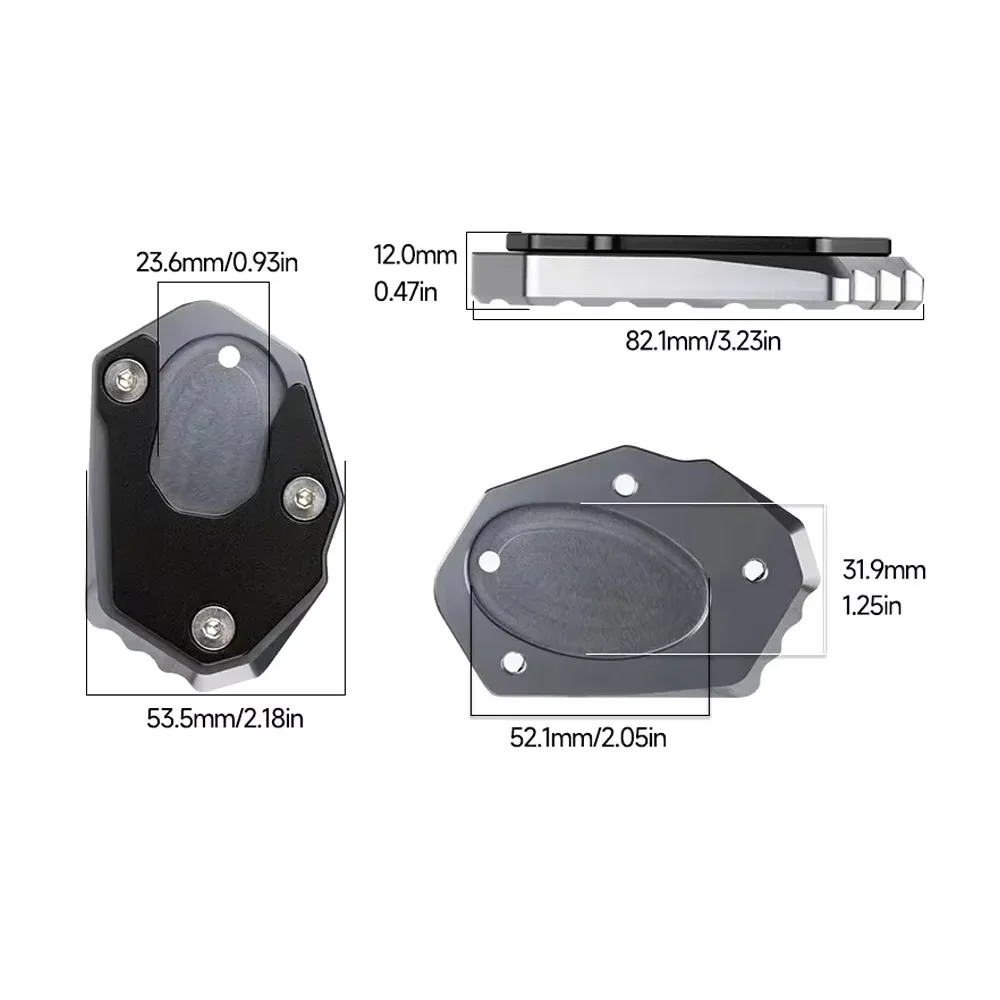 CNC Motorcycle Kickstand Foot Enlarger Side Extension Pad Stand Support Plate