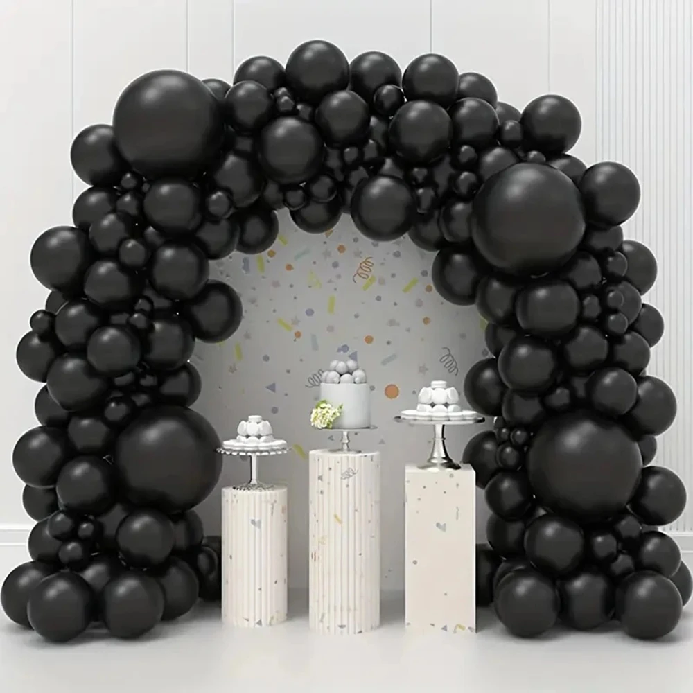 100PCS 검은 풍선 화환 아치 키트 매트 라텍스 Ballon 축제 파티 생일 베이비 샤워 졸업 헬륨 글로브 장식