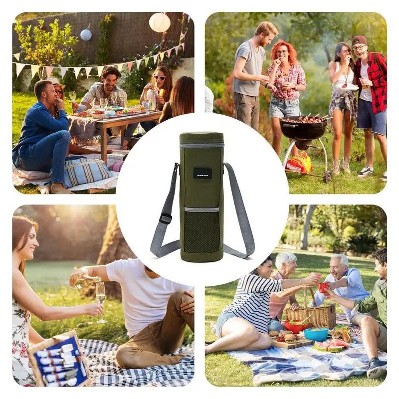 Wine Tote Bag Portable Insulated Wine Tote Drink Carrier With Handle Foldable Carrier Liquor Bag Thickened Camping