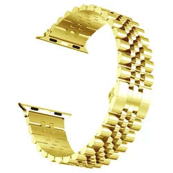 Premium Steel Strap for Apple Watch - Elegant Metal Replacement Bracelet (Gold)