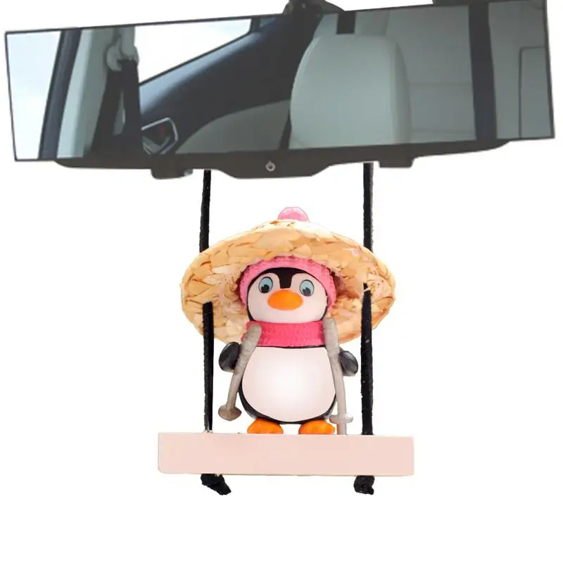 

Rear View Mirror Car Pendant Car Swinging Ornament Anime Cute Penguin Swing Hang Decorations Cute Ornaments Interior Accessories