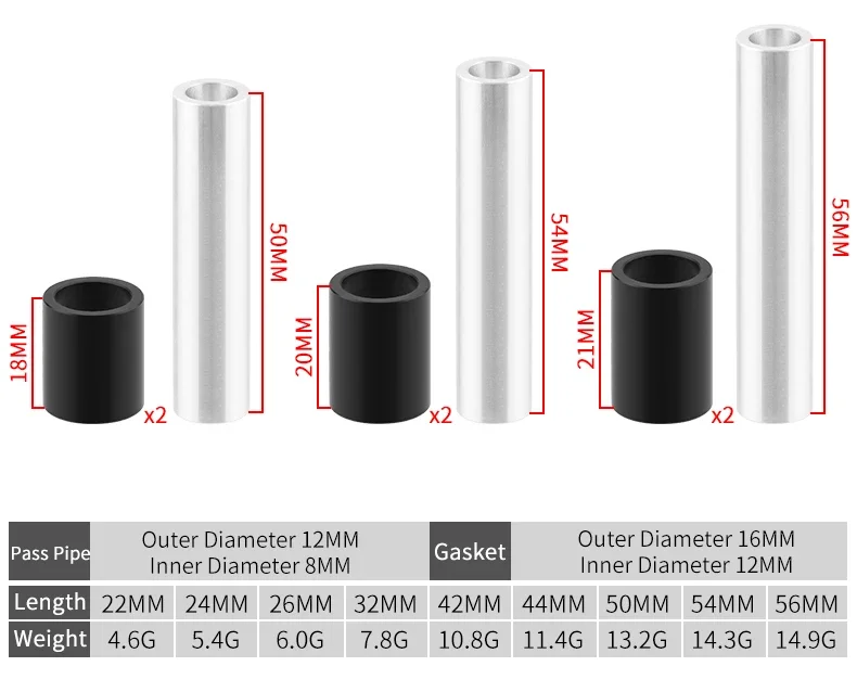 Description Picture 4 of itemMUQZI MTB Rear Suspension Shock Absorber DU Bushing 22 24 26 32 42 44 50 54 56mm Rear Shock Bushing ID 8mm OD 12mm Bike Parts