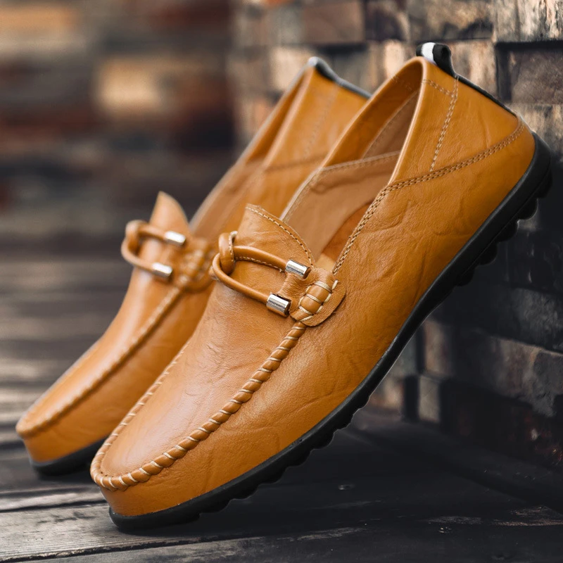 Spring Autumn Large Size 47 Men British Leather Shoes Designer Loafers Moccasins Men Soft Flats Driving Shoes Men's Formal