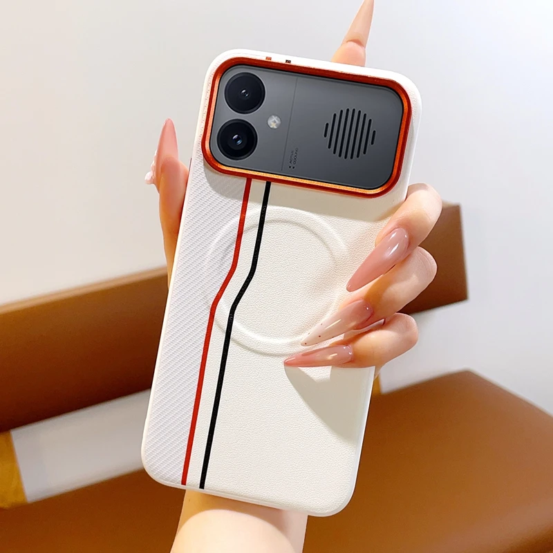 Magnetic PU Leather Ultra-Thin Protective Case with Colored Splicing Design
