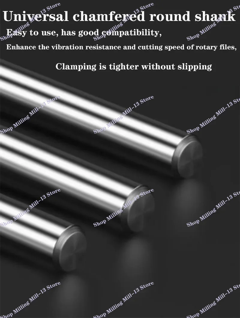 10pc 1/8" Shank Tungsten Carbide Milling Cutter Rotary Tool Burr Double Diamond Cut Rotary Dremel Tools Electric Grinding