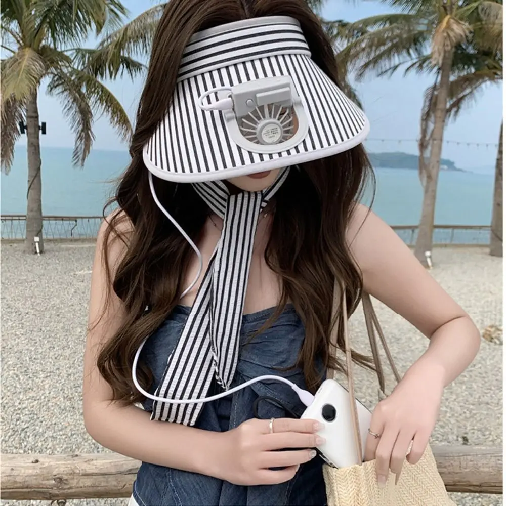 Polyester Outdoor Sun Hat with USB Fan for Summer