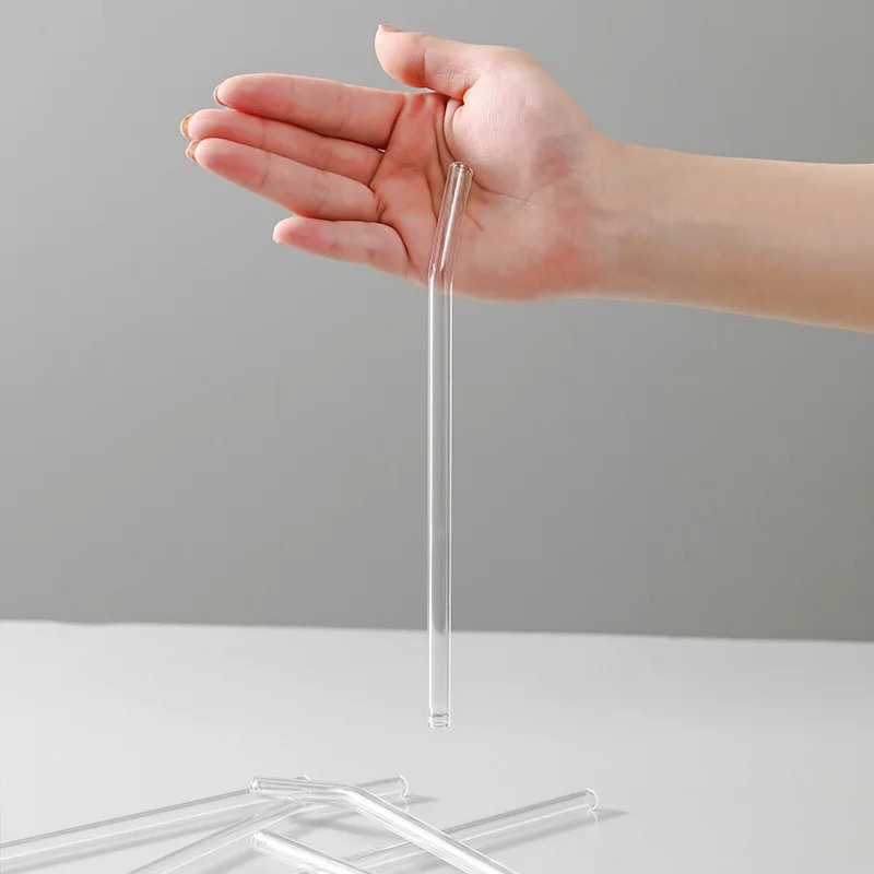 Eco-Friendly Reusable High Borosilicate Glass Drinking Straws with Cleaning Brushes