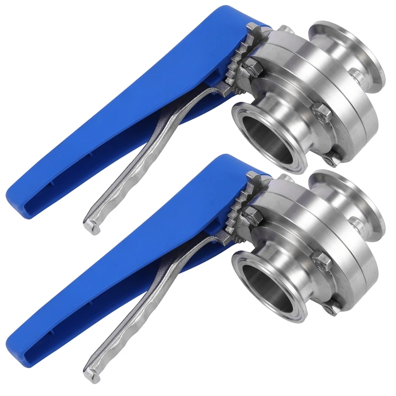 

Promotion! 2X 1-1/2 Inch 38Mm SS304 Stainless Steel Sanitary 1.5 Inch Tri Clamp Butterfly Valve Squeeze Trigger