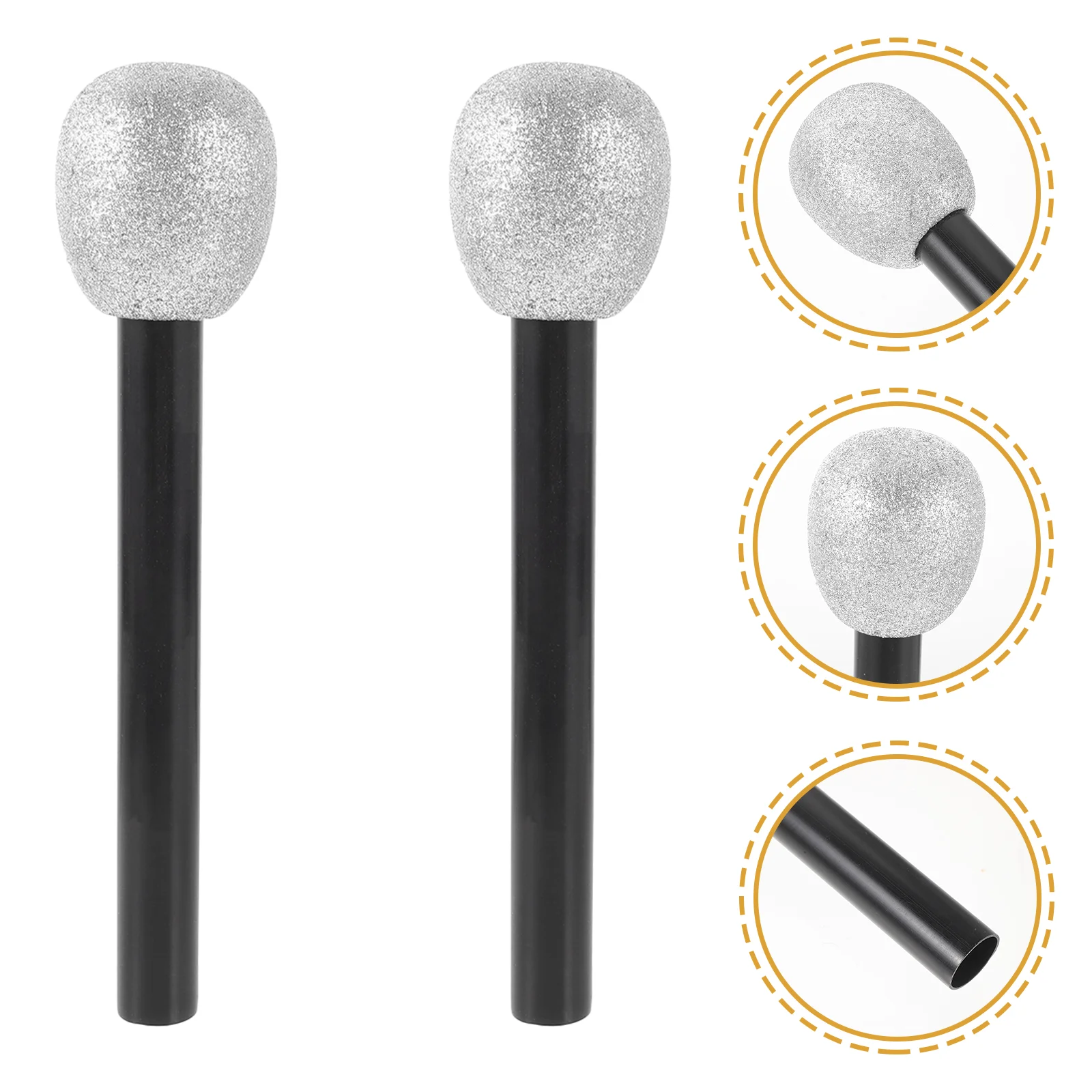 

Fake Microphone Glitter Stage Mic Costume Prop Simulation Models Plastic Party Favors Silver