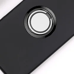 Universal Silicone Phone Case with Back Ring Holder and Bracket Cover for UMIDIGI A7S (Ring case Black)