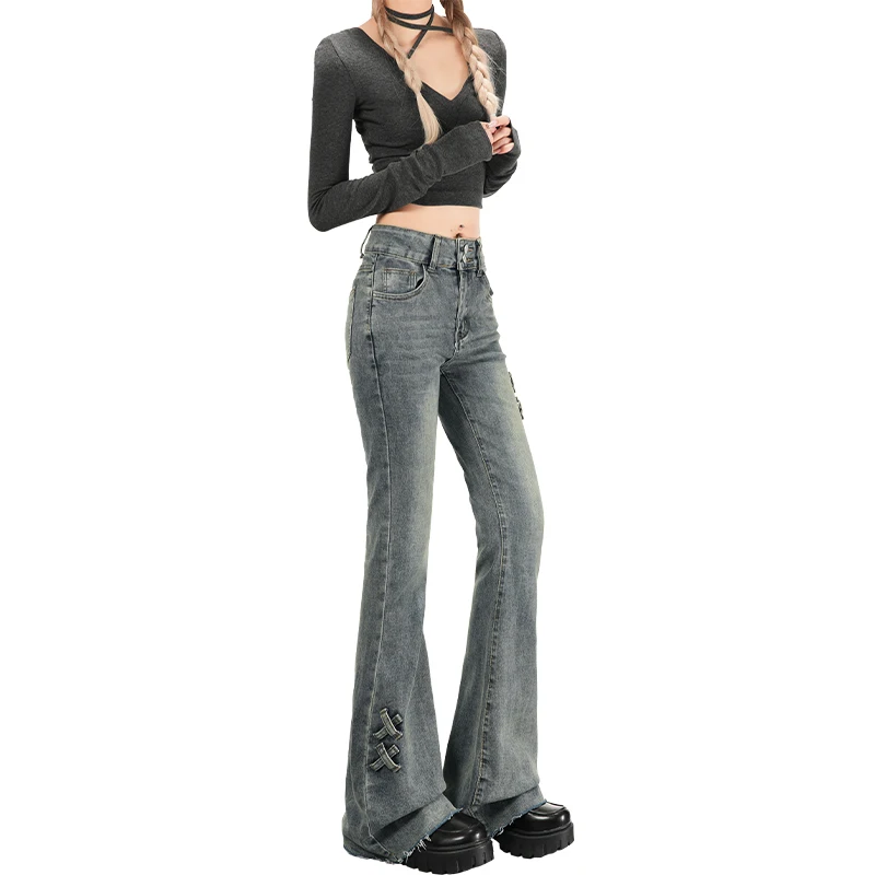 Pantalones para mujer Y2k Jeans Forro polar Cintura alta Slim Fit Bootcut Denim Pantalones para damas Moda Invierno Cálido - Imagen 5