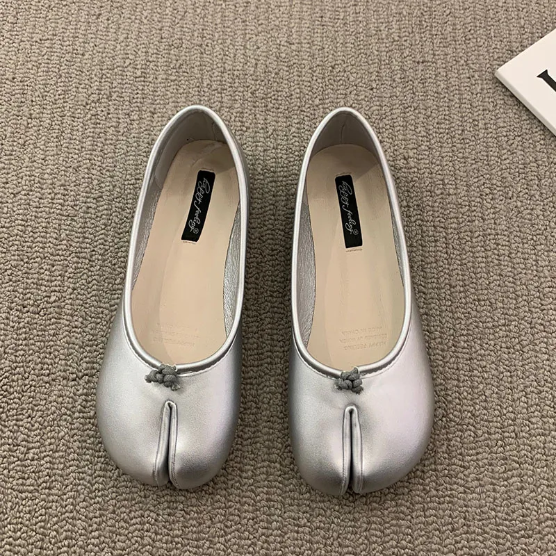 النساء الشقق تابي النينجا أحذية امرأة السيدات ستوكات الجلود مريح الشقق سبليت تو النعال لينة أسفل المتسكعون الصلبة موجز لا