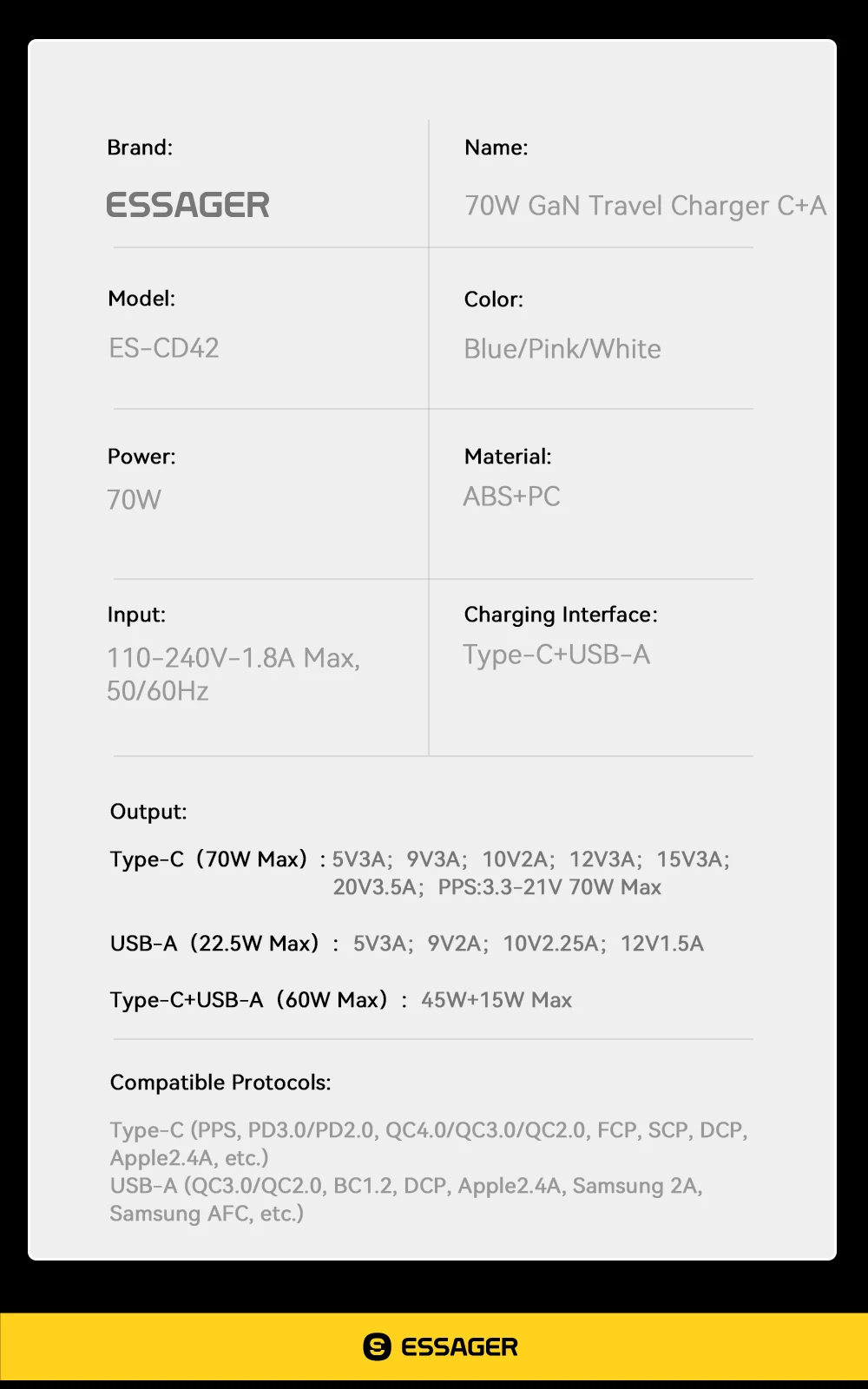Mini 70W GaN Type C Charger For MacBook iPhone 16 15 14 13 Pro Max QC4.0 PD3.0 P