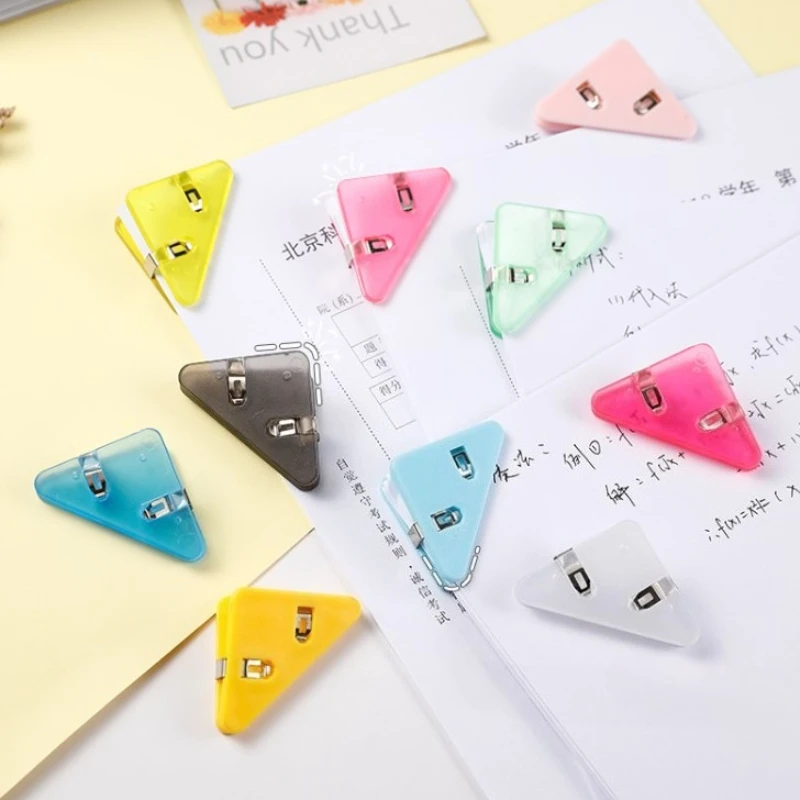 1pcs Kawaii 삼각형 파일 종이 클립 파일 색인 사진 클램프 페이지 홀더 한국어 편지지 사무실 책상 주최자