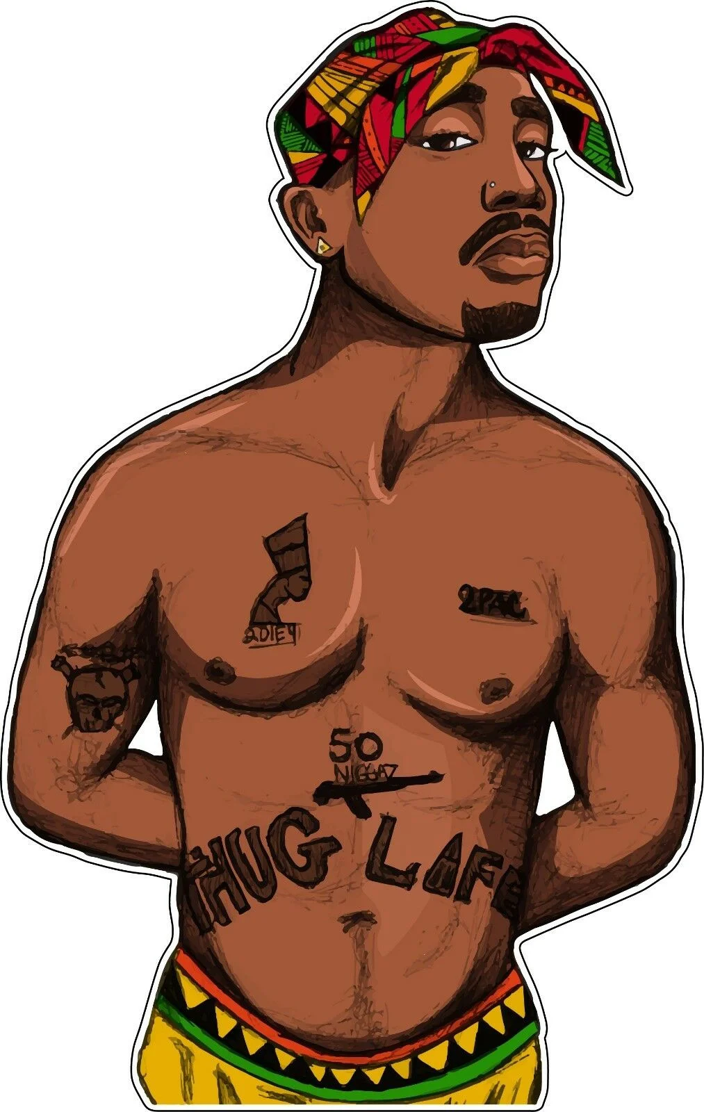For Tupac Shakur 2pac Makaveli Outlaw Thug Life Tattoo Africa Bandanna  Vinyl Sticker| | - AliExpress