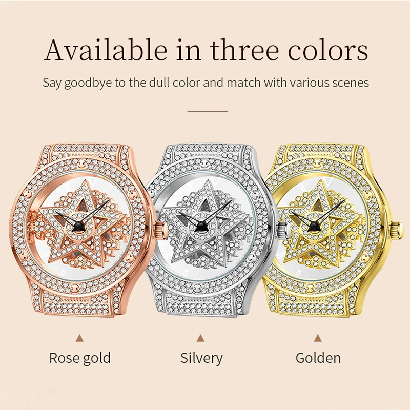 LIGE Fashion Women Watch Luxury Hollow Diamond Watch for Ladies Elegant Bracelet Wristwatch Stars-Face Quartz Waterproof Watches
