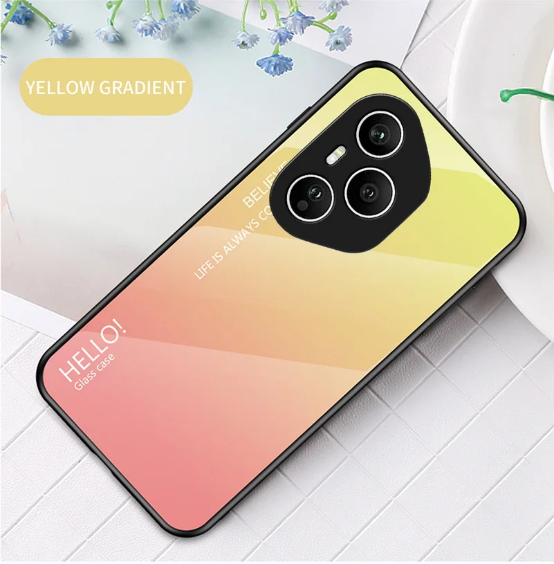 Gradient Tempered Glass Glossy Back Cover Case