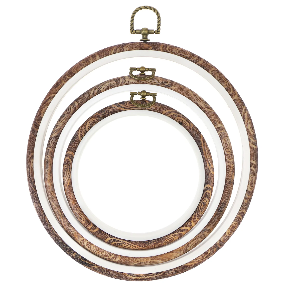 

3Pcs Round Embroidery Cross Stitch Ring Imitated Display Frame for DIY Craft, Sewing Works Wooden Circle Set for Hanging