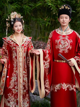 Song Ming Dynasty Hanfu Wedding Dress Original Xiuhe Embroidery Phoenix Gown Dragon Robe Ancient China Wedding Couple Clothing
