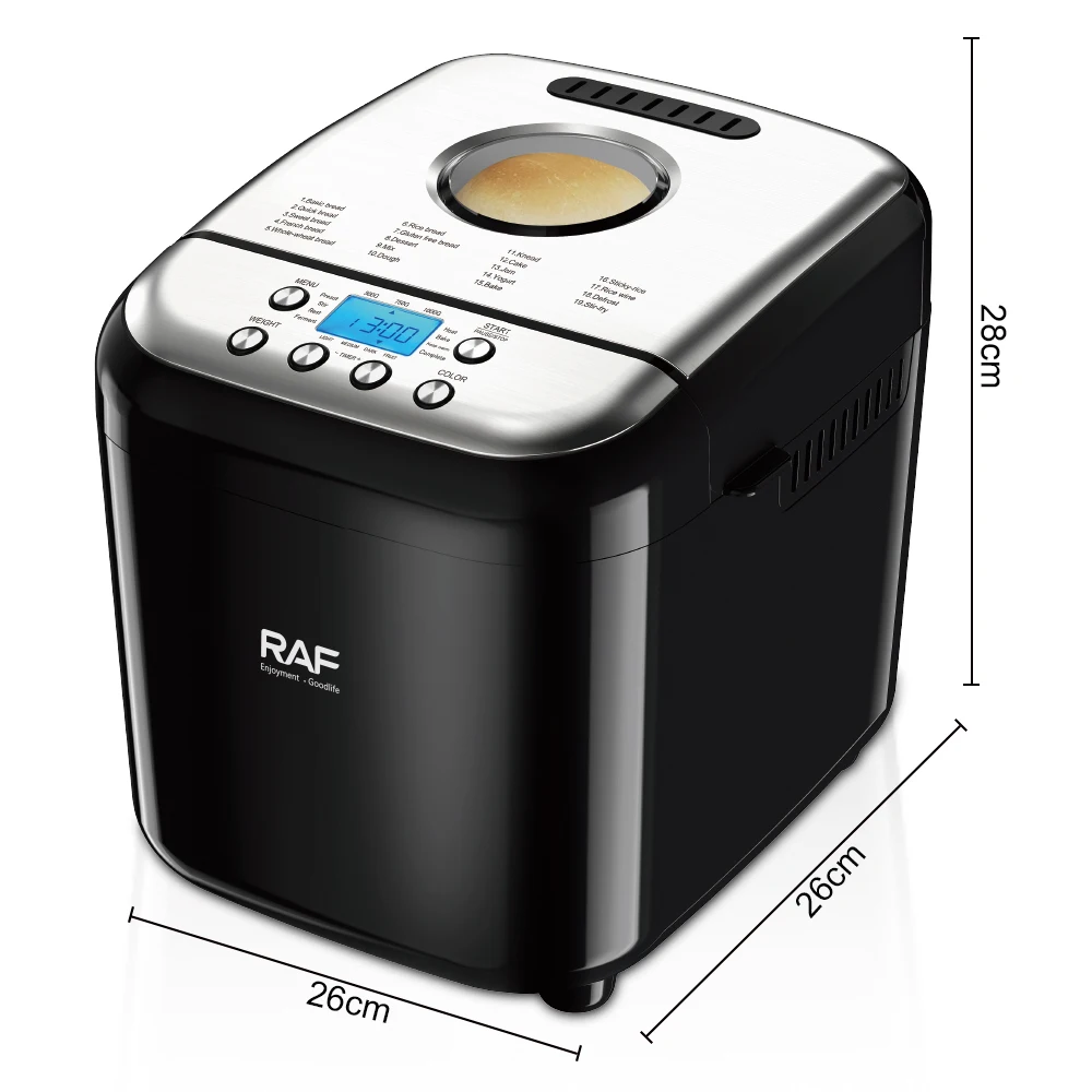 600W Home Bread Machine with Clear LCD Display Efficient and Time-saving Large Glass Viewing Window non stick pan 5